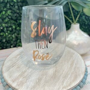 New in Box | Slay Then Rose Stemless Wine Glass | Mary Square